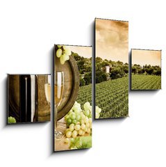 Obraz tydln 4D - 120 x 90 cm F_IB29883743 - Wine and vineyard in vintage style