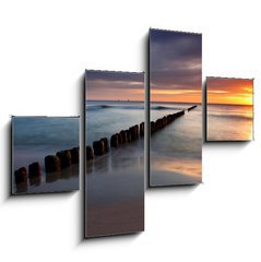 Obraz   Beautiful sunrise at baltic beach in Poland  Hel, 120 x 90 cm