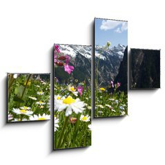 Obraz 4D tydln - 120 x 90 cm F_IB31412665 - Blumenwiese mit Gebirge im Hintergrund