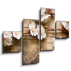 Obraz tydln 4D - 120 x 90 cm F_IB31985632 - Wood background with spring blossom