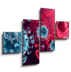 Obraz 4D tydln - 120 x 90 cm F_IB320670095 - Corona Virus In Red Artery