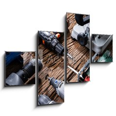 Obraz 4D tydln - 120 x 90 cm F_IB321607758 - Power Tools On Wooden Desk
