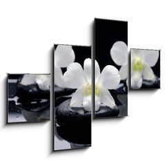 Obraz tydln 4D - 120 x 90 cm F_IB32251402 - Spa Still life with beautiful white orchid on therapy stones