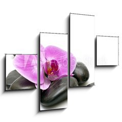 Obraz   Pink orchid and zen Stones on a white background, 120 x 90 cm