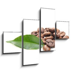 Obraz 4D tydln - 120 x 90 cm F_IB32616843 - coffee grains and leaf