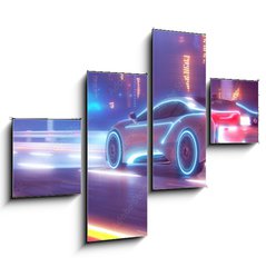 Obraz 4D tydln - 120 x 90 cm F_IB327727860 - Future car going on the road 3d illustration
