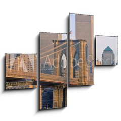 Obraz 4D tydln - 120 x 90 cm F_IB332057516 - View of the World Trade Towers, Brooklyn Bridge with TV helicopter, New York City, NY
