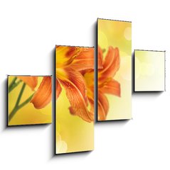 Obraz   Yellow Lily Flower border design, 120 x 90 cm