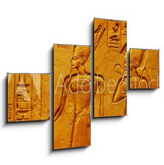 Obraz 4D tydln - 120 x 90 cm F_IB334138862 - Ancient Egypt hieroglyphics with pharaoh and ankh