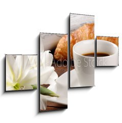 Obraz 4D tydln - 120 x 90 cm F_IB33687972 - Breakfast with newspaper, croissant and coffee