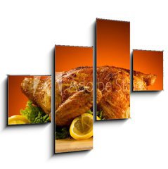 Obraz tydln 4D - 120 x 90 cm F_IB35393181 - Rosted chicken and vegetables