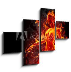 Obraz 4D tydln - 120 x 90 cm F_IB35991461 - Dancing fire girl