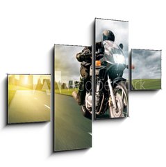 Obraz 4D tydln - 120 x 90 cm F_IB36497875 - Motorbike and City - Motocykl a msto