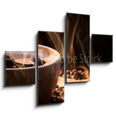 Obraz 4D tydln - 120 x 90 cm F_IB36532069 - Coffee, smoke and roasred seeds