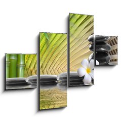 Obraz 4D tydln - 120 x 90 cm F_IB36716106 - spa stones,bamboo  with frangipani