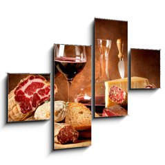 Obraz 4D tydln - 120 x 90 cm F_IB38393284 - Insaccati con formaggio e vino rosso