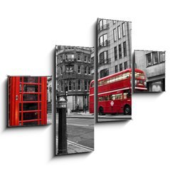 Obraz tydln 4D - 120 x 90 cm F_IB38435488 - Cabine tlphonique et bus rouges   Londres (UK)