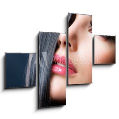 Obraz 4D tydln - 120 x 90 cm F_IB38827611 - Fashion Brunette. Beautiful Makeup and Healthy Black Hair