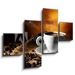 Obraz 4D tydln - 120 x 90 cm F_IB38936465 - coffee cup with coffee beans