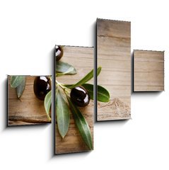 Obraz 4D tydln - 120 x 90 cm F_IB38981024 - Olives on a Wood background