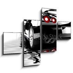Obraz 4D tydln - 120 x 90 cm F_IB39752325 - Black car reflected