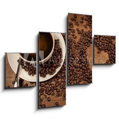 Obraz 4D tydln - 120 x 90 cm F_IB39798872 - Heart shape from coffee beans on wood