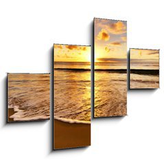 Obraz 4D tydln - 120 x 90 cm F_IB40029593 - beautiful sunset on the  beach - krsn zpad slunce na pli