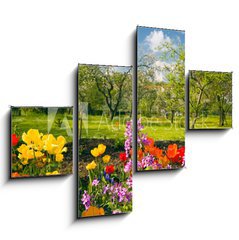 Obraz tydln 4D - 120 x 90 cm F_IB40326527 - Blumen vor Streuobstgarten