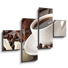 Obraz 4D tydln - 120 x 90 cm F_IB40771810 - cup of coffee and chocolate cake