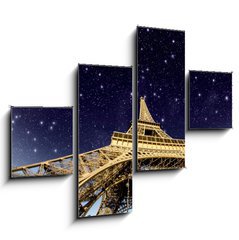 Obraz   Stars and Night Sky above Eiffel Tower in Paris, 120 x 90 cm