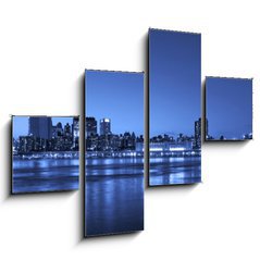 Obraz 4D tydln - 120 x 90 cm F_IB42013041 - View of Manhattan and Brooklyn bridges and skyline at night