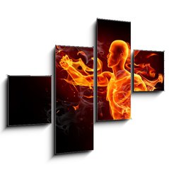 Obraz 4D tydln - 120 x 90 cm F_IB42055906 - Fire kick