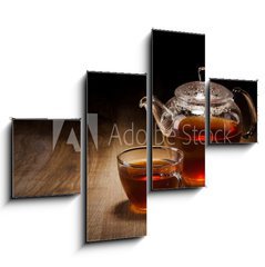 Obraz 4D tydln - 120 x 90 cm F_IB42063091 - Tea Set on a Wooden Table