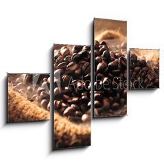 Obraz 4D tydln - 120 x 90 cm F_IB42302963 - Coffee beans with smoke in burlap sack