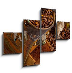 Obraz 4D tydln - 120 x 90 cm F_IB42595888 - Kaffee. Kaffeebohnen und Kaffeem hle