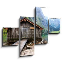 Obraz 4D tydln - 120 x 90 cm F_IB42625977 - log cabin in Obersee,koenigssee, Berchtesgaden