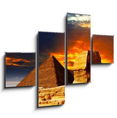 Obraz 4D tydln - 120 x 90 cm F_IB42751455 - Great Sphinx and the Pyramids at sunset
