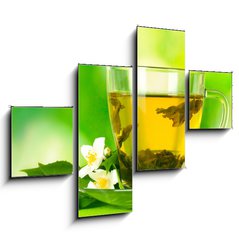 Obraz 4D tydln - 120 x 90 cm F_IB42891888 - cup of green tea with jasmine flowers