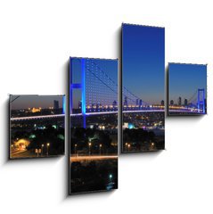 Obraz 4D čtyřdílný - 120 x 90 cm F_IB42973371 - A Blue Evening Istanbul Bosphorus Bridge