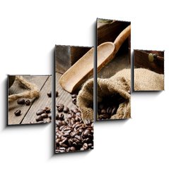 Obraz 4D tydln - 120 x 90 cm F_IB43606423 - Roasted coffee beans in vintage setting