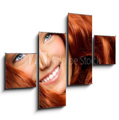 Obraz 4D tydln - 120 x 90 cm F_IB44054513 - Beautiful Girl With Healthy Long Red Curly Hair
