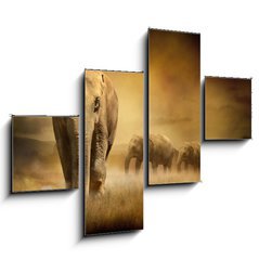 Obraz   Elephants at sunset, 120 x 90 cm