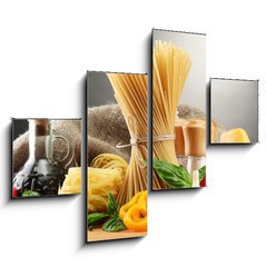 Obraz 4D tydln - 120 x 90 cm F_IB44669251 - Pasta spaghetti, vegetables and spices,