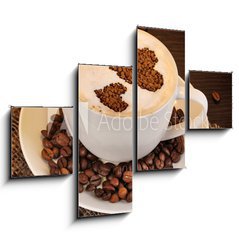 Obraz   Latte on wooden table on brown background, 120 x 90 cm