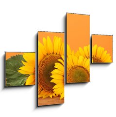 Obraz 4D tydln - 120 x 90 cm F_IB45286200 - sunflowers on yellow background