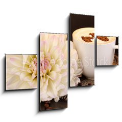 Obraz 4D tydln - 120 x 90 cm F_IB45499614 - Latte on wooden table on brown background
