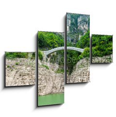 Obraz 4D tydln - 120 x 90 cm F_IB46777120 - Chinese view of the mountains and the bridge