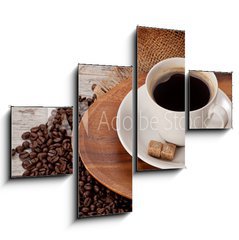 Obraz   cup of coofe on wooden tray, 120 x 90 cm