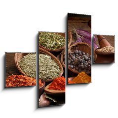 Obraz 4D tydln - 120 x 90 cm F_IB47170066 - Different spices over a wood background.
