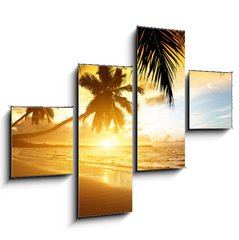 Obraz 4D tydln - 120 x 90 cm F_IB47283055 - sunset on the beach of caribbean sea